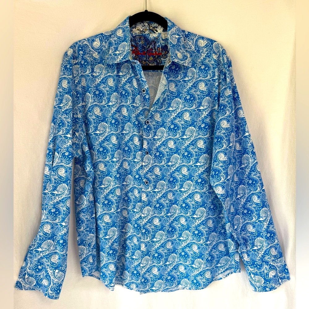 Men’s Robert Graham Vibrant Royal Blue Paisley Button Down Shirt